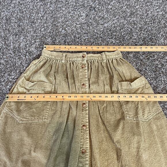 Eddie Bauer Maxi Skirt Size 14 Tan Khaki Corduroy Button A Line Vintage 90s Y2K - Picture 11 of 13
